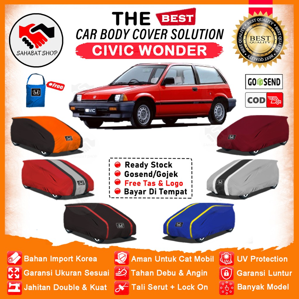 Sahabat Body Cover Mobil Civic / Sarung Penutup Honda Civic Wonder Outdoor / Selimut Tutup Mantel Kerudung Jas Mantol Pelindung Kelambu Terpal Kerodong Tutupan Pembungkus Bungkus Mobil Sedan Civic Wonder Waterproof Anti Air Model Orange