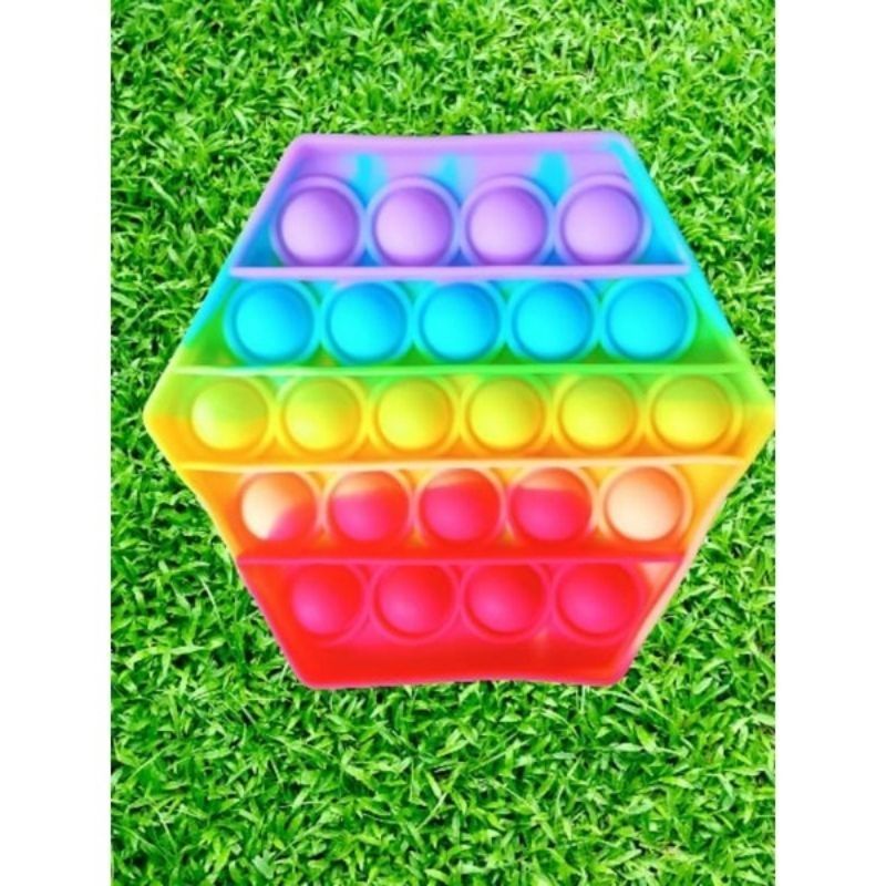 Mainan Pop It Popit Fidget Push Bubble Penghilang Stress Murah-Rainbow Segidelapan