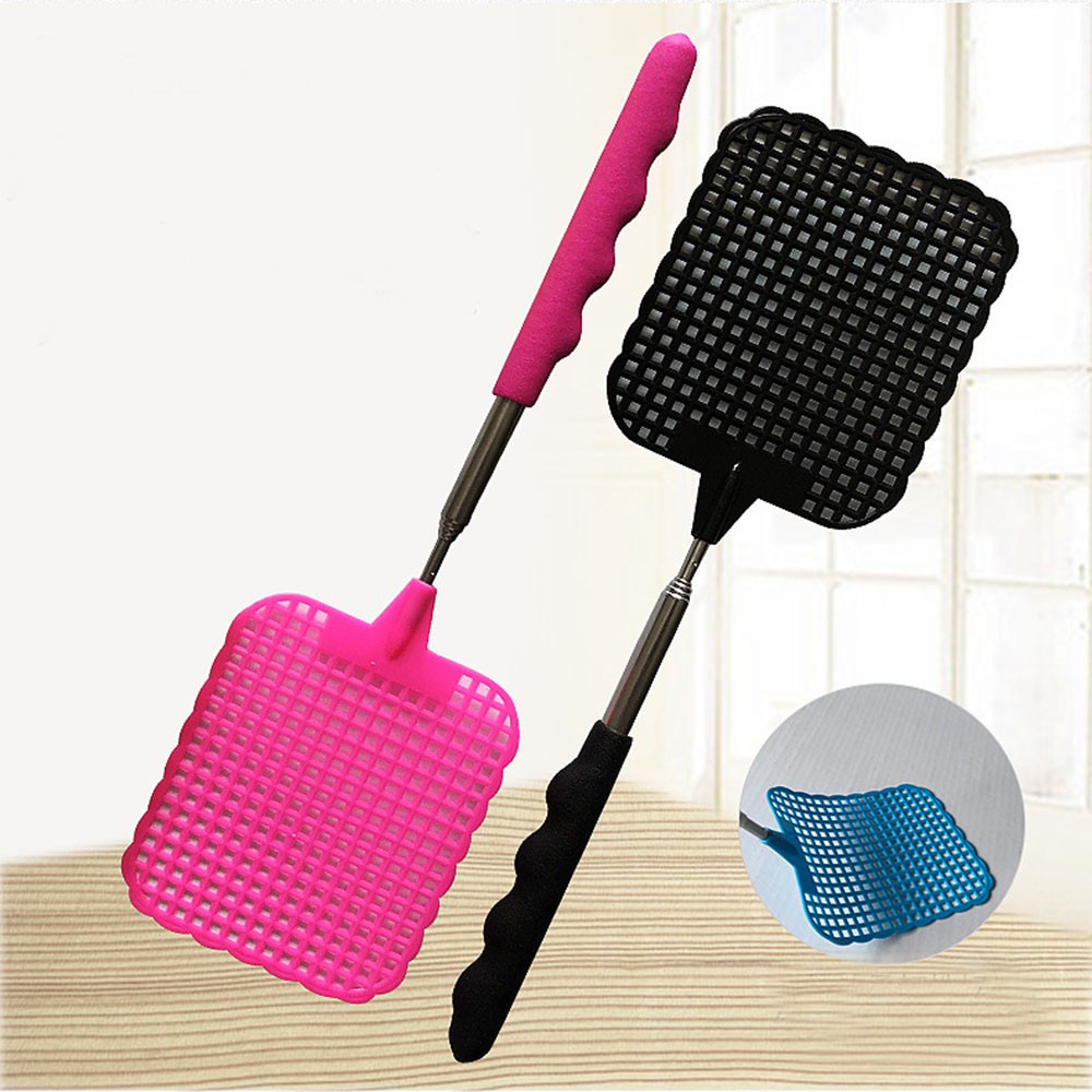 SUYOU Plastic Fly Swatter Household Stainless Steel Handle Flyswatter Home &amp; Garden Mini Extendable Cleaning Tools Indoor Dusters/Multicolor