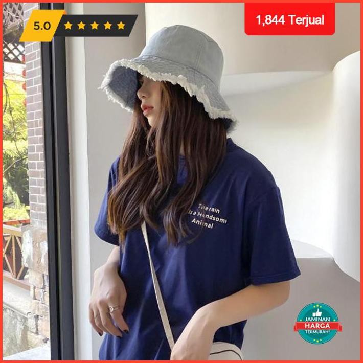 Super Sale Topi Jeans Pria Wanita / Topi Bucket Hat Jeans Cowok Cewek Korea Style - Jeans Muda