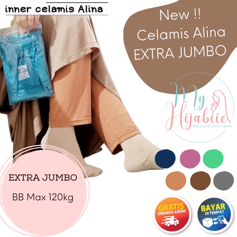 Celamis Alina Extra Jumbo Wanita Muslimah - Daleman Gamis Perempuan - Inner Pants Dalaman Panjang Jubah Cewek Nyaman Murah Adem