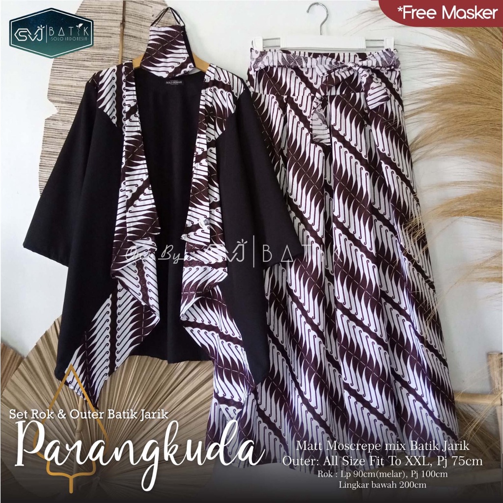 SETELAN BATIK WANITA ROK OUTER PARANGKUDA SET BATIK ATASAN MODERN KEKINIAN TERBARU ORI SVJ MURAH ORI