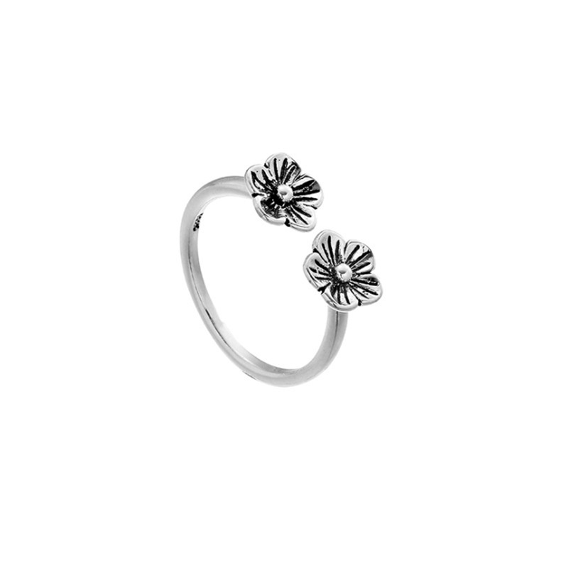 Candy Jewelry Fashion 2pcs Couple Rings Silver Plated Adjustable Open Flower Ring for Women and Men Valentine Day Gift