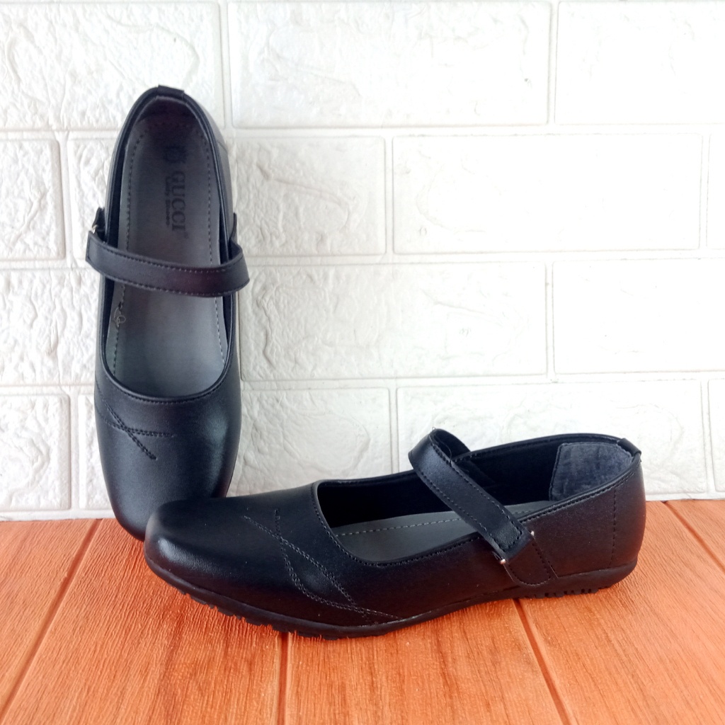 Guci Po2 Hitam Sepatu Pantofel Wanita Sekolah Paskibraka Size 36-40