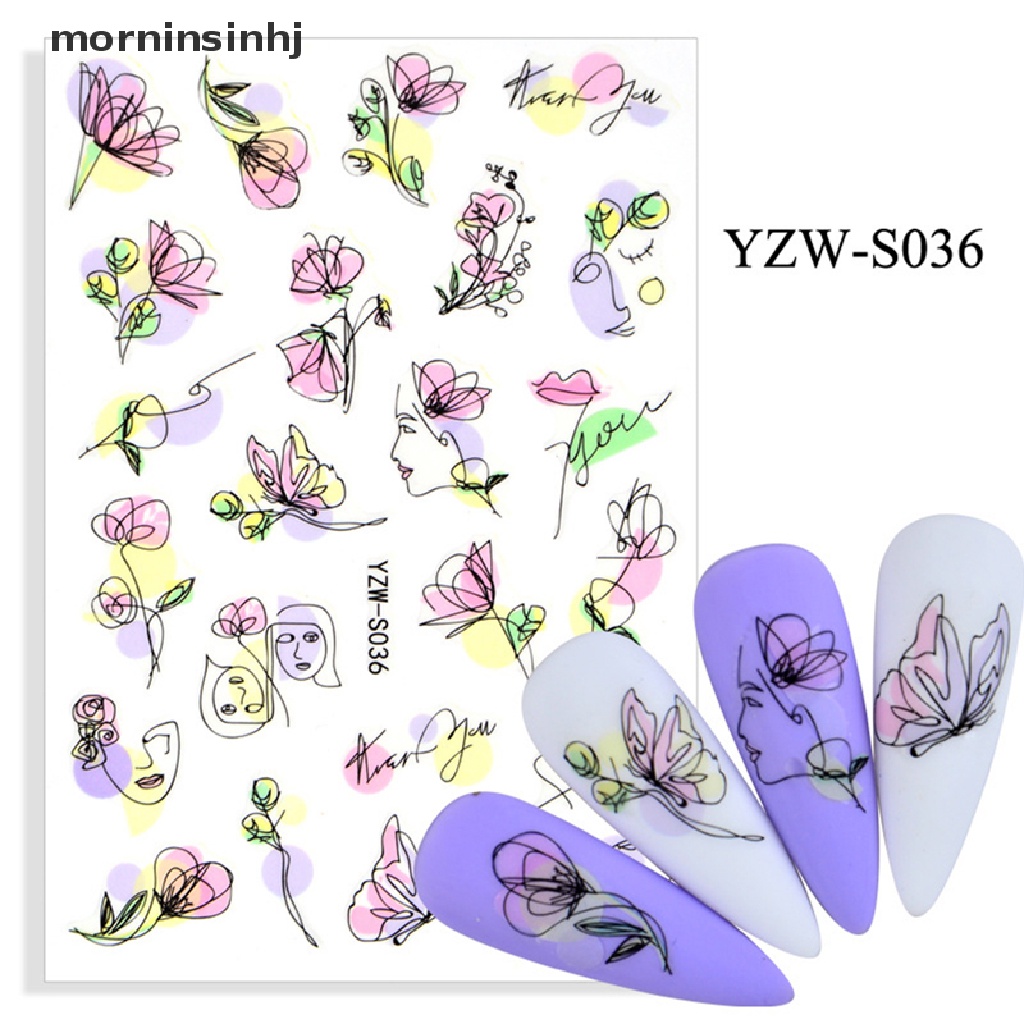 Mornin 2021 Stiker Kuku Motif Wajah Simple Untuk Manicure