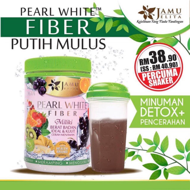 JAMU JELITA PEARL WHITE FIBER + FREE Shaker Murah