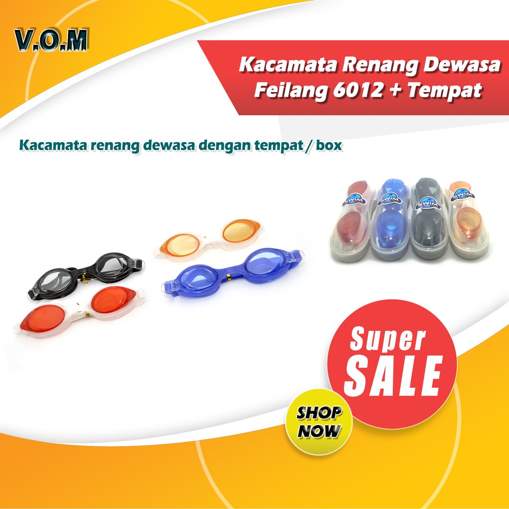 VOM Kacamata Renang Dewasa Feilang 6012 + Tempat - 0207