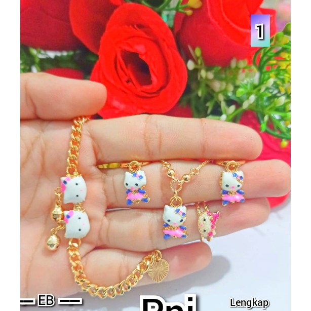 Set Anak Hello Kitty rante mewah ANTI KARAT (COD)