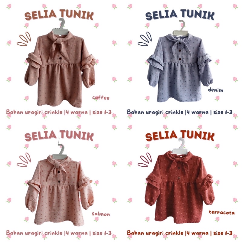 GROSIR TUNIK SELIA (terracota , denim, coffee, salmon)