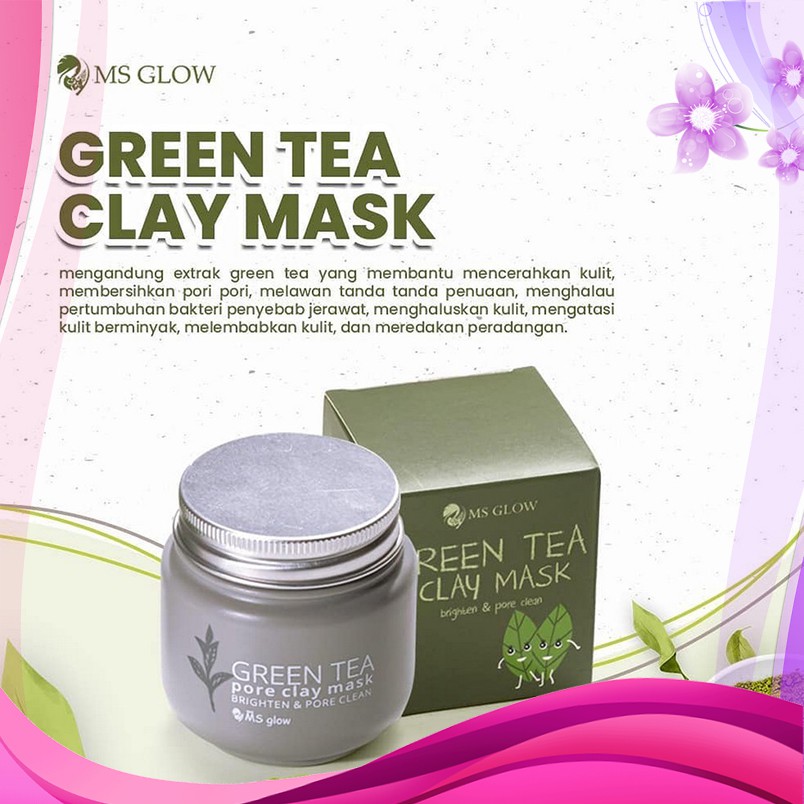 GREEN TEA CLAY MASK MS GLOW MASKER WAJAH