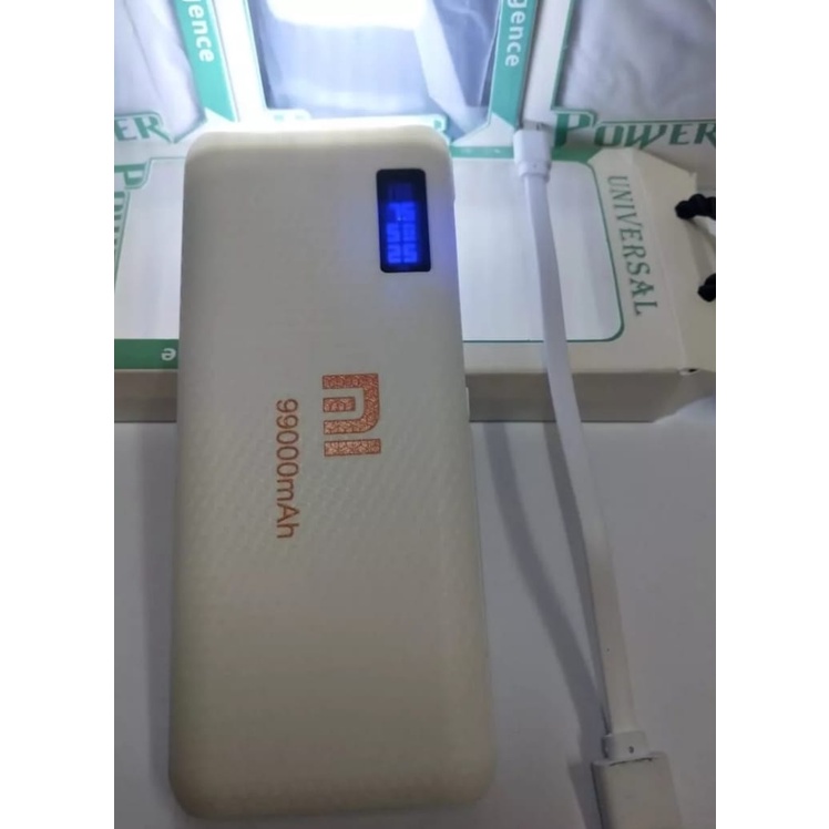 Powerbank Lcd LED Screen Indicator Digital Leather 99000Mah XIAOMI 3 Port USB Output+Senter High Speed