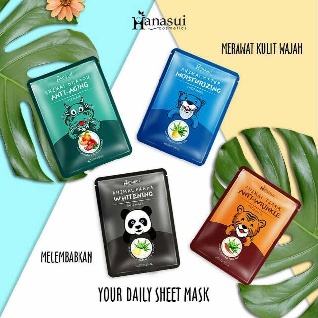 HANASUI ANIMAL Face Mask 25mL / Dragon Tiger Panda Otter Masker Wajah