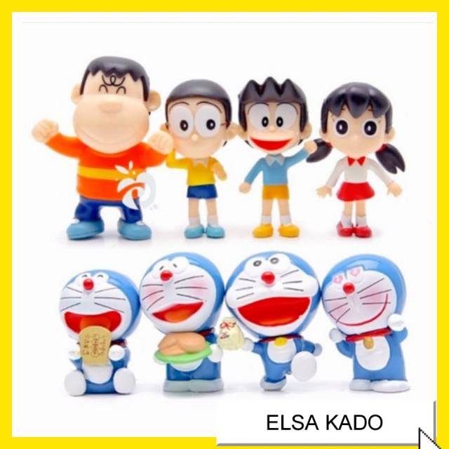 Mainan boneka figure doraemon nobita shizuka hiasan kue topper cake