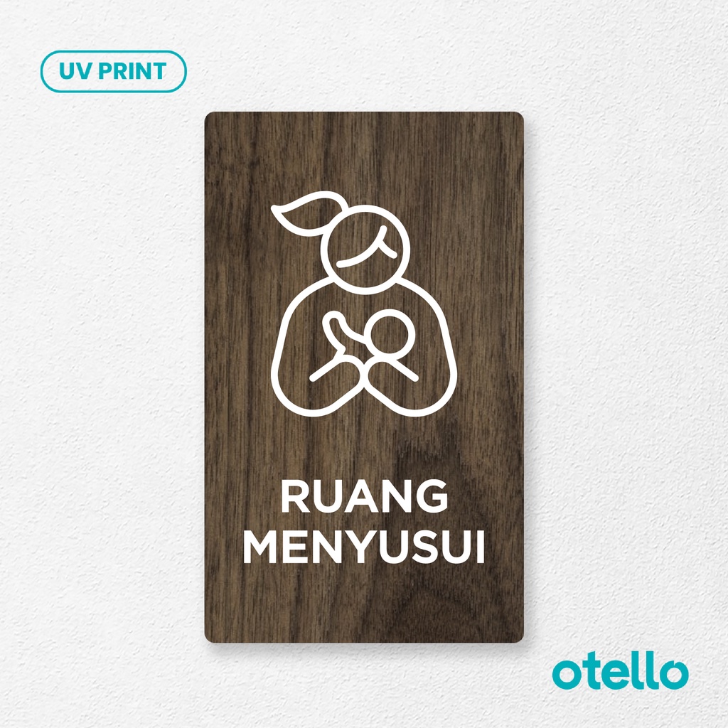 Otello - Ruang Menyusui Sign Board Kayu Print UV Signage Label Papan Nama Ruang Sticker Tempel Dinding