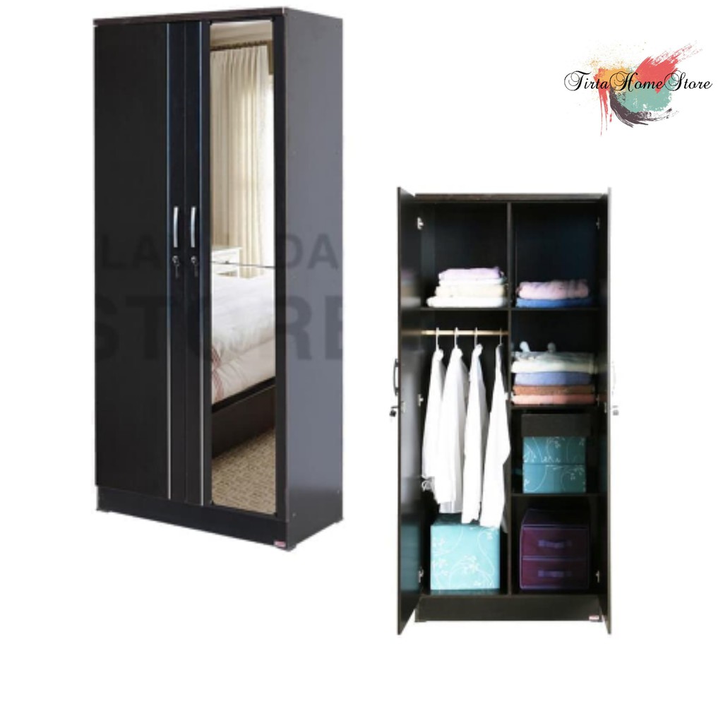 Lemari Pakaian 2 Pintu Cermin LPT 026 Full Kaca - Lunar Furniture