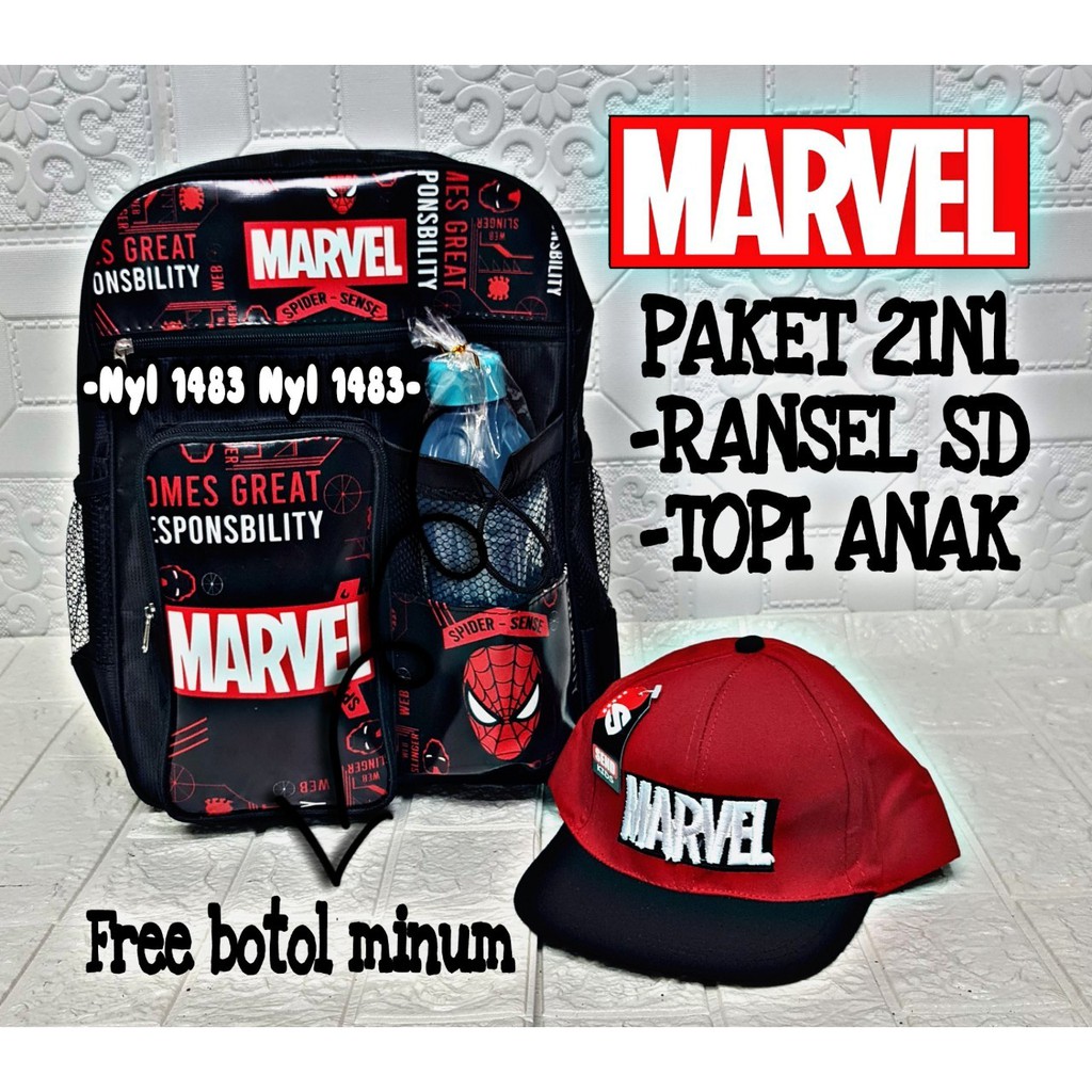 KSO_BAG - Tas Ransel Anak LakiLaki  2IN1 Terbaru 2021 Kekinian Backpack Carakter SUPER HERO Termurah