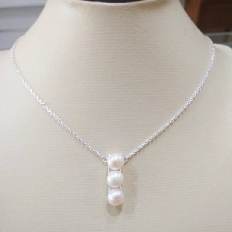 Kalung rantai perak mutiara lombok || aksesoris wanita || perhiasan wanita.