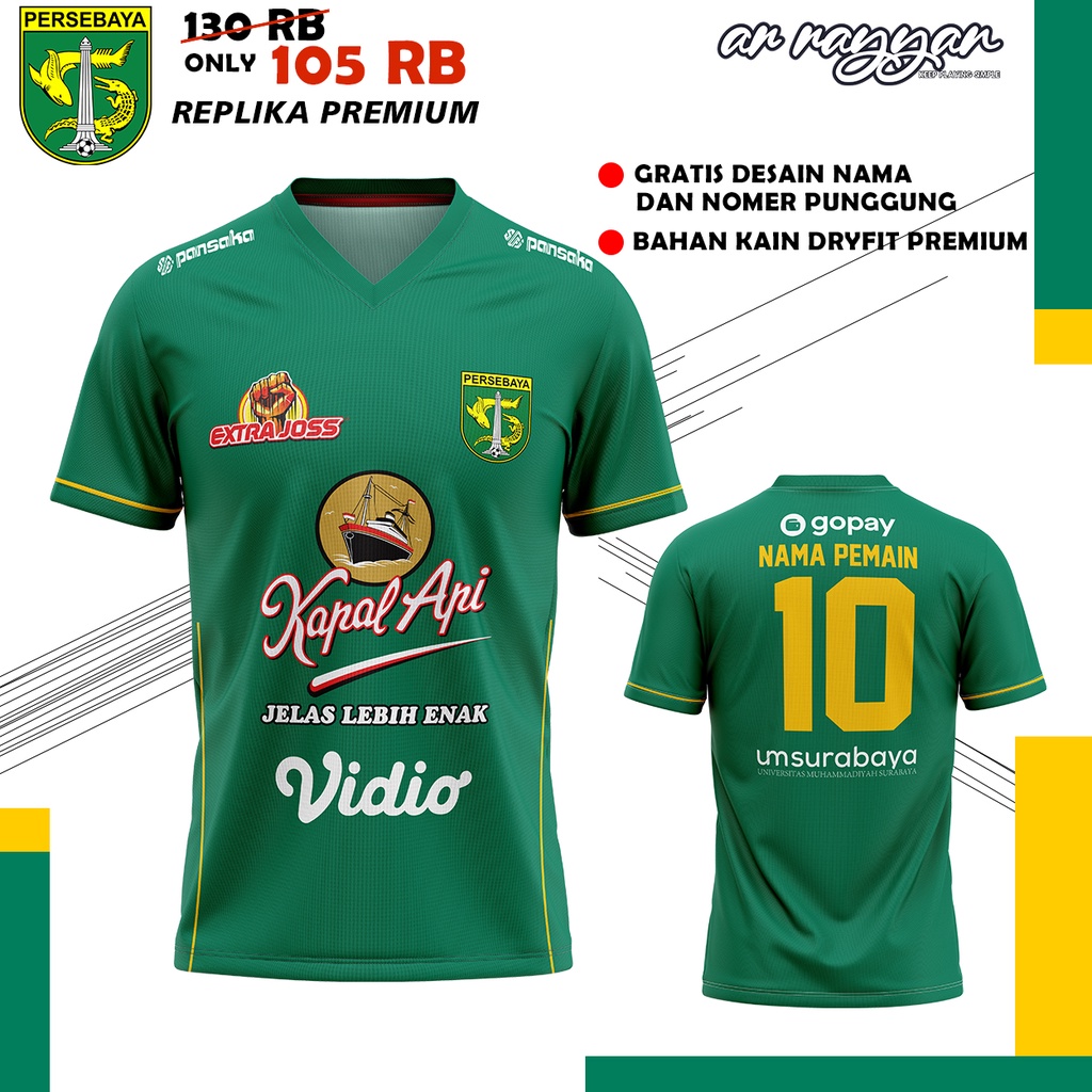 Jersey Bola Persebaya 2021 2022 Full Printing Custom Nama