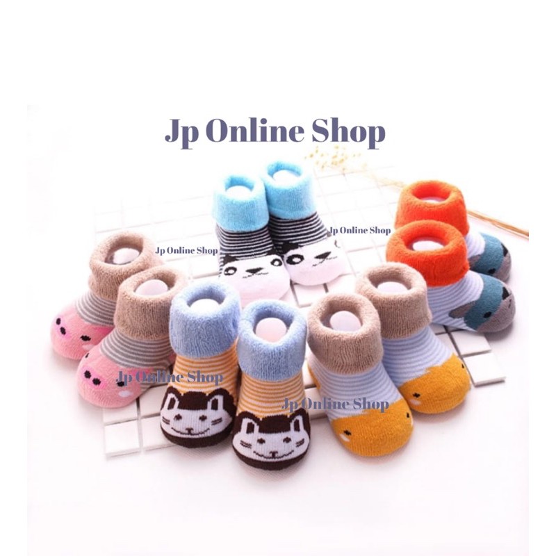 (1pasang) KK  bahan handuk Super Lembut dan Tebal Kaos kaki bayi (0-12 Bulan)import