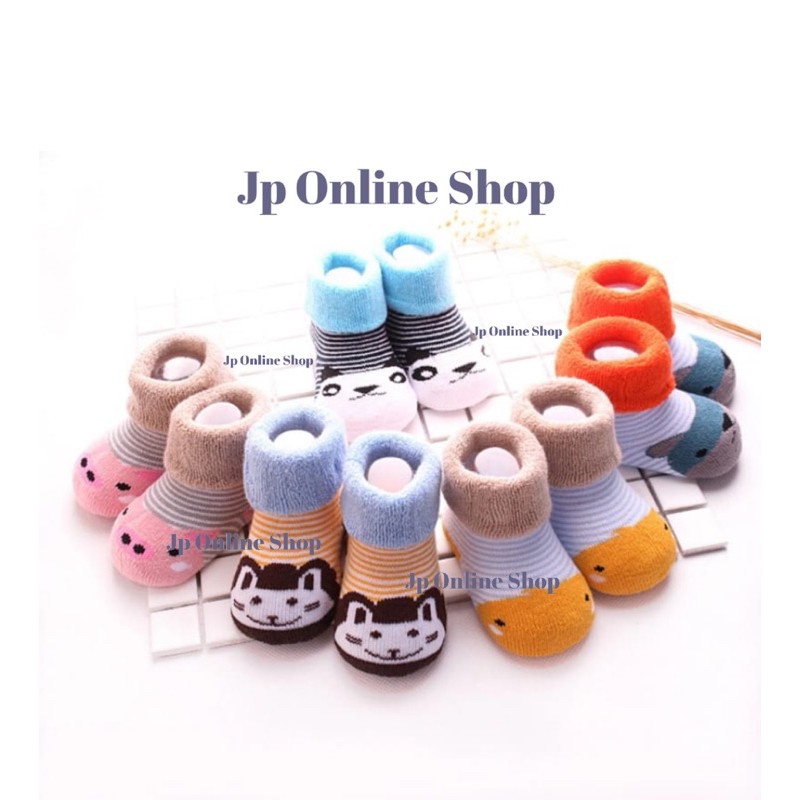 (1pasang) KK  bahan handuk Super Lembut dan Tebal Kaos kaki bayi (0-12 Bulan)import