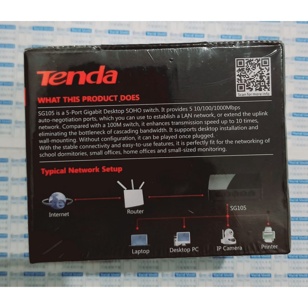 TENDA SG105 5-Port Gigabit Desktop Switch Plastic Case