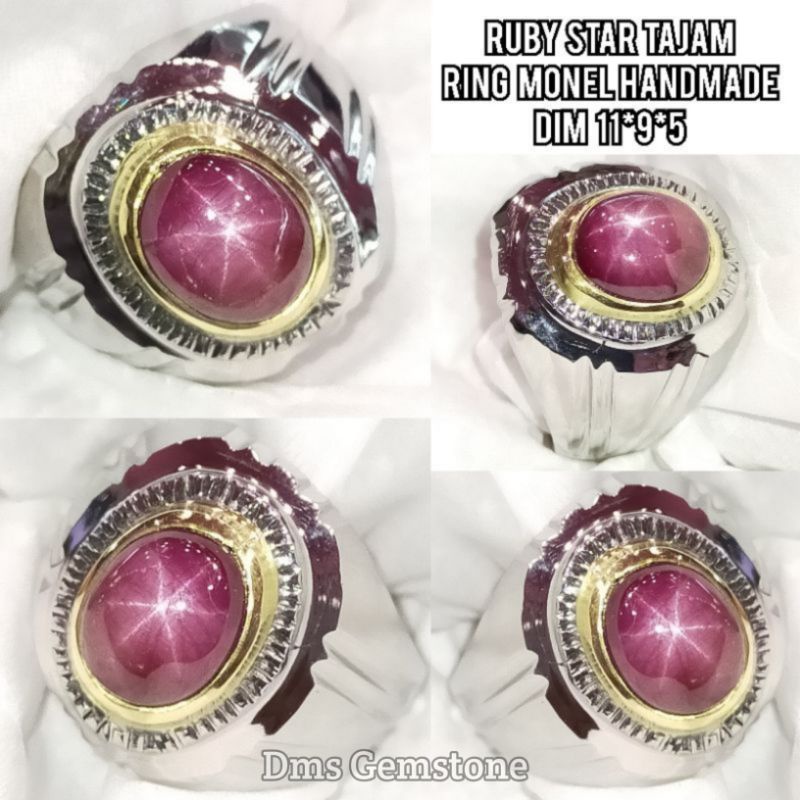 Cincin Ruby Star Tajam Asli Natural/ Batu Akik