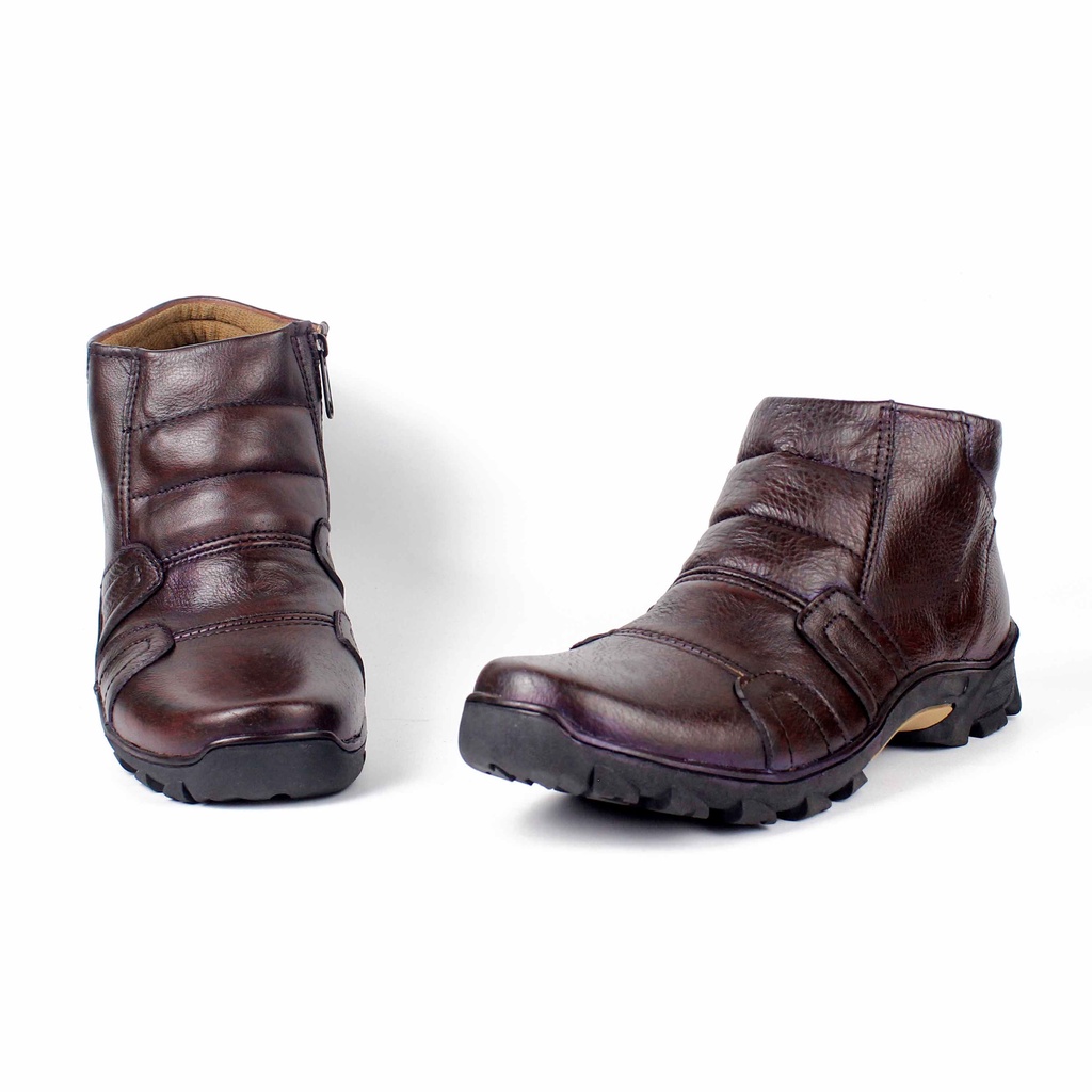 Sepatu Boots Pria Kulit Asli Virale  - Sepatu Safety - Sepatu Boots Pria Casual STG 021 Coklat