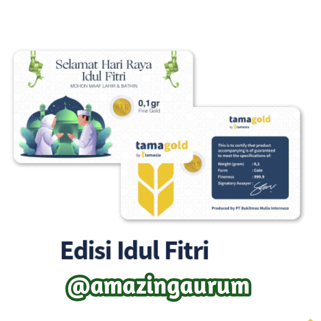 Logam Mulia Selamat Hari Raya Idul Fitri 0,1 gram I 0.1 gram Emas Tamagold Tamasia Fine Gold 24 K 99