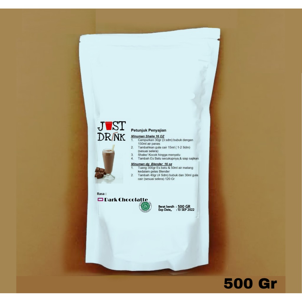 

JUST DRINK DRAK CHOCOLATE Bubuk Minuman Kualitas PREMIUM Ice Blend Milk Shake DRAK CHOCOLATE 500 GR