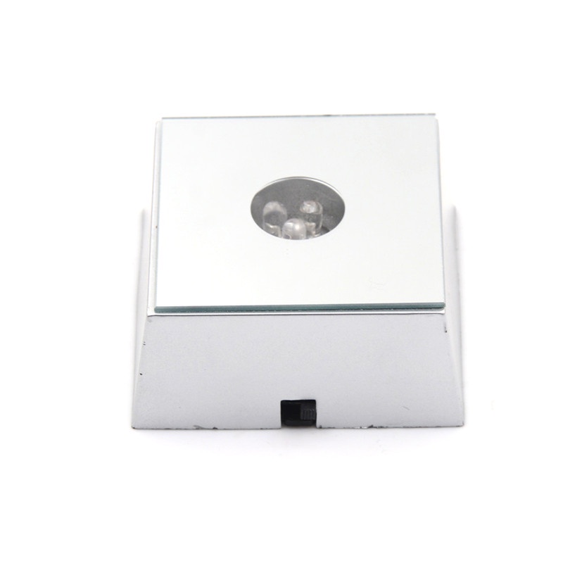 【Theredsunrisesiwy.id】Delicate 3 LED Light Crystal Figurine Display Stand Crystal Light Base Ornament