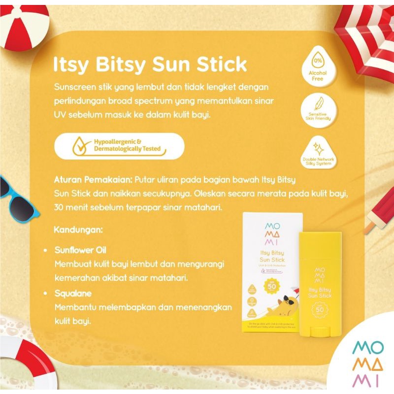 Momami Itsy Bitsy Sun Stick SPF 50 Ukuran 15 Gr - Tabir Surya Bayi &amp; Anak