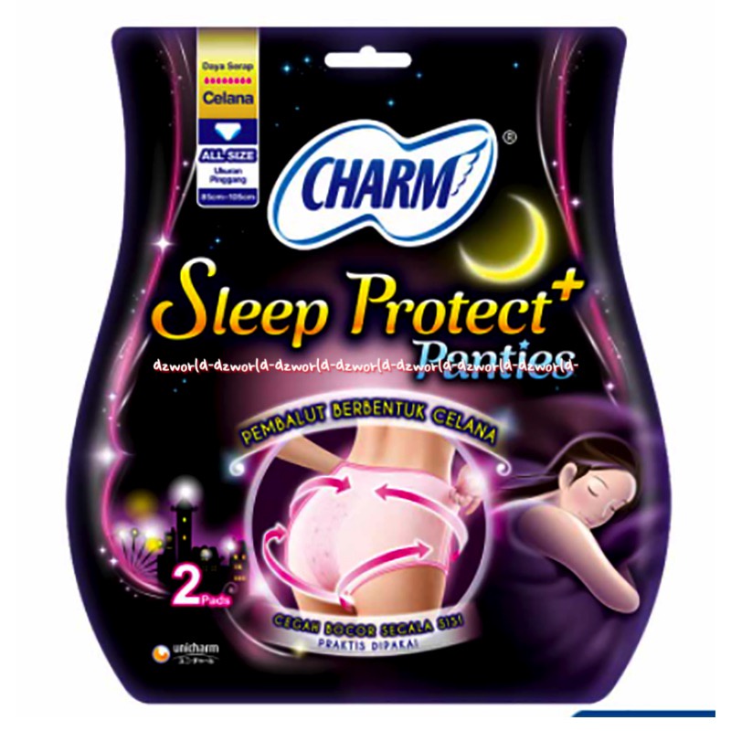 Charm Sleep Protect Panties 2pads Pembalut Berbentuk Celana Cegah Bocor Segala Sisi Charm Panties Pant Pembalut Celana