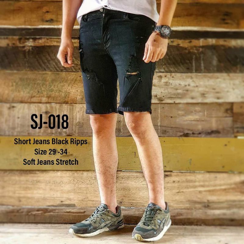 Celana jeans sobek pendek wisker premium distro