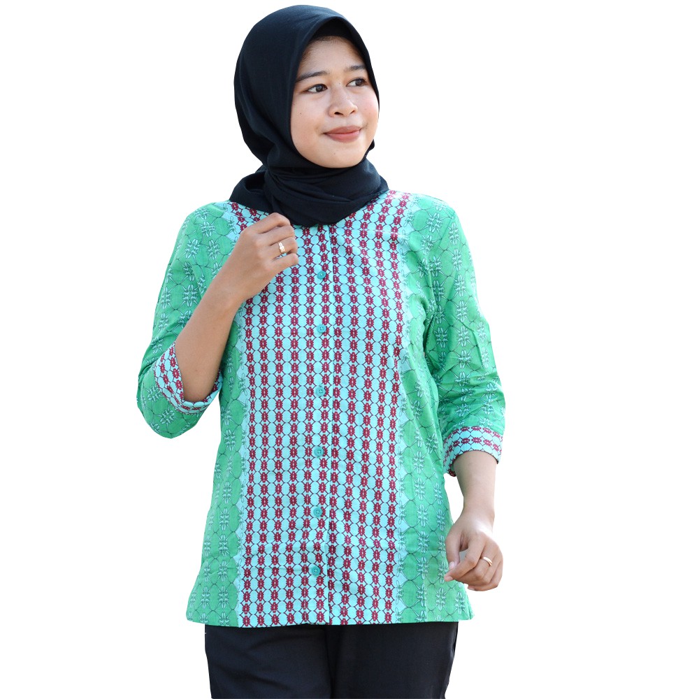 GROSIR TROLIS size M L flash sale grosir grup batik wanita atasan cewek remaja modern grupall trolistore-asmaranda hijau