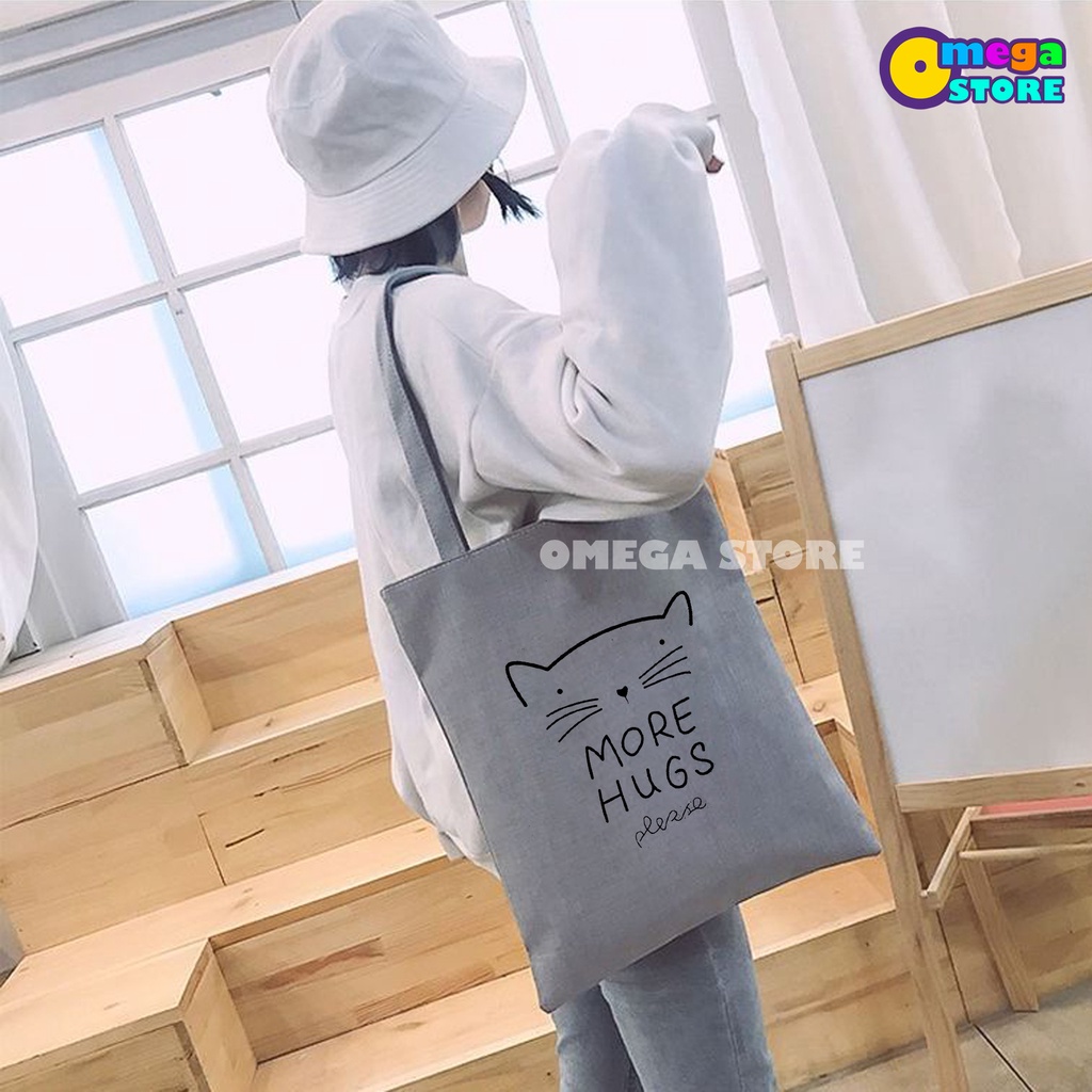 [O&amp;S] Tote Bag Tas Jinjing Wanita Resleting Kpop Bahan Kanvas High Quality Tas Slempang Sekolah-OS186