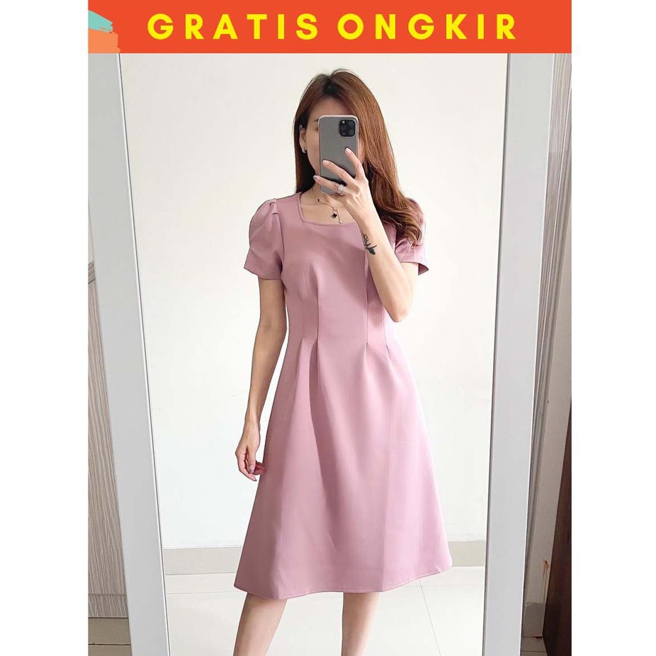 CATHERINE - ALICE DRESS/BAHAN SCUBA TEBAL/DRESS WANITA