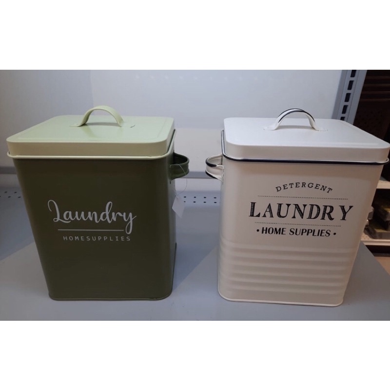 Laundry powder / tempat deterjen green dan cream INFORMA LAUNDRY POWDER BOX Kaleng Detergen Kotak Penyimpanan Bubuk Deterjen, Rak Bubuk Powder Box