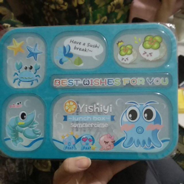 Sale Promo !! Lunchbox Yooyee 589 Pink Blue Bento 5 Sekat - Kotak Bekal Anti Tumpah