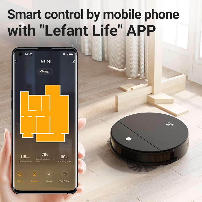 Lefant M210s Robot Vacum Cleaner Dry Function 1800 Pa Suction Power APP Control Auto Recharging Penyedot Debu Vacuum Cleaner Robot Terbaik