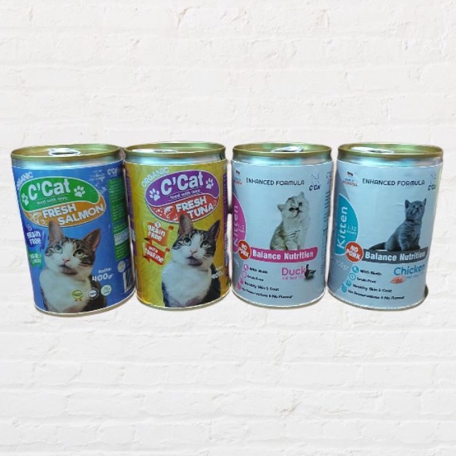 C'cat Wet Food Makanan Kucing Kaleng Murah Adult &amp; Kitten 400 gram