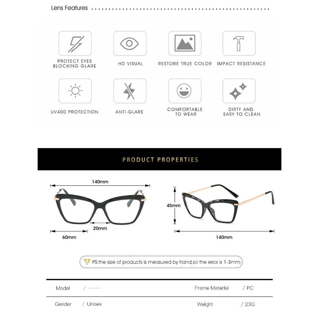 Chookyy Frame Kacamata Persegi Sexy Optik Komputer Eyeglasses Transparan Dapat Dilengkapi Dengan Frame Kacamata Mata Kucing