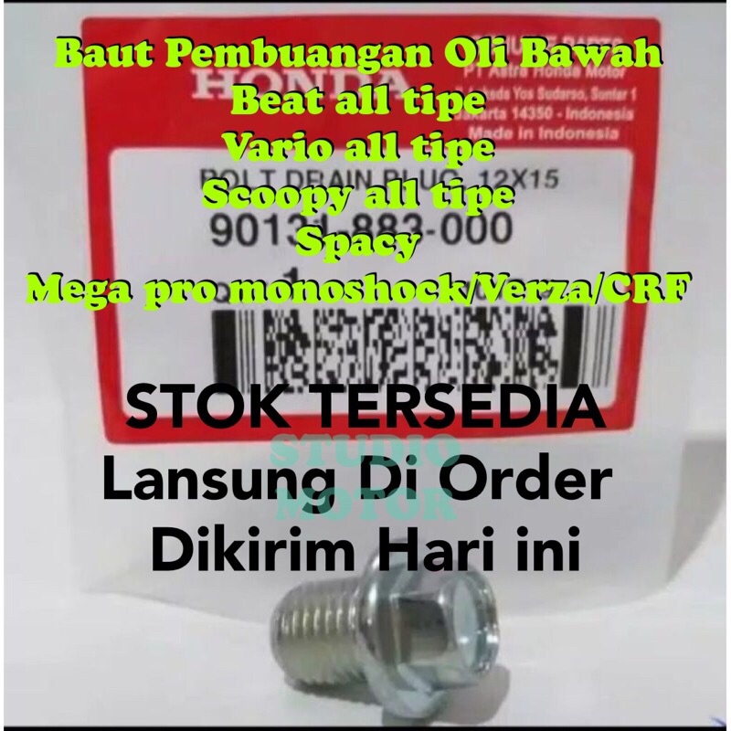 Baut Oli Beat Vario All tipe baut tab pembuangan oli Tutup Bawah Bolt Drain Plug Oil 12×15 CBR 250RR K64 PCX 150 K97 90131883000