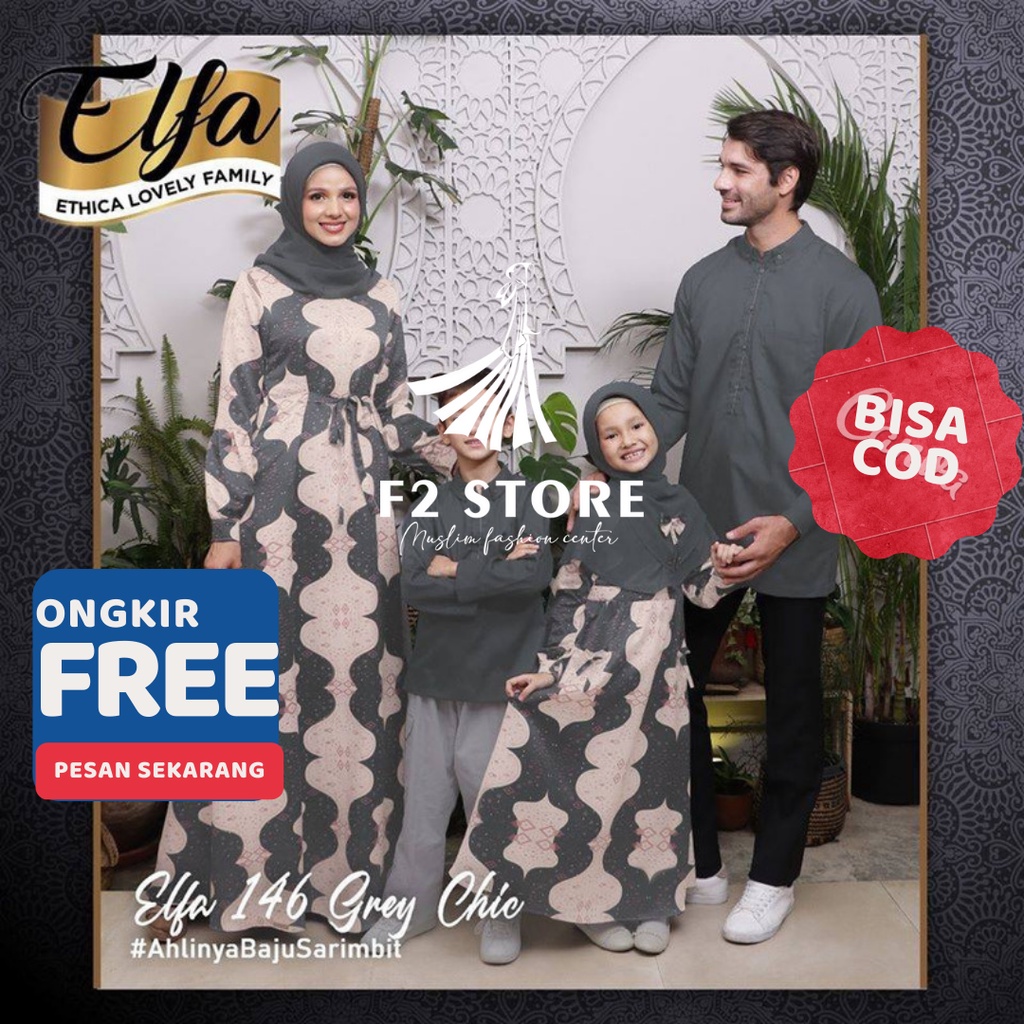 BUSANA MUSLIM SARIMBIT COUPLE ETHICA ORIGINAL - ELFA 146 GREY CHIC