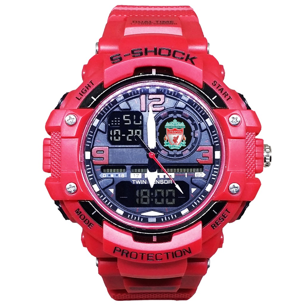 (EXCLUSIVE) JAM TANGAN THE REDS LIVERPOOL DOUBLE TIME - FULL MERAH BAGUS