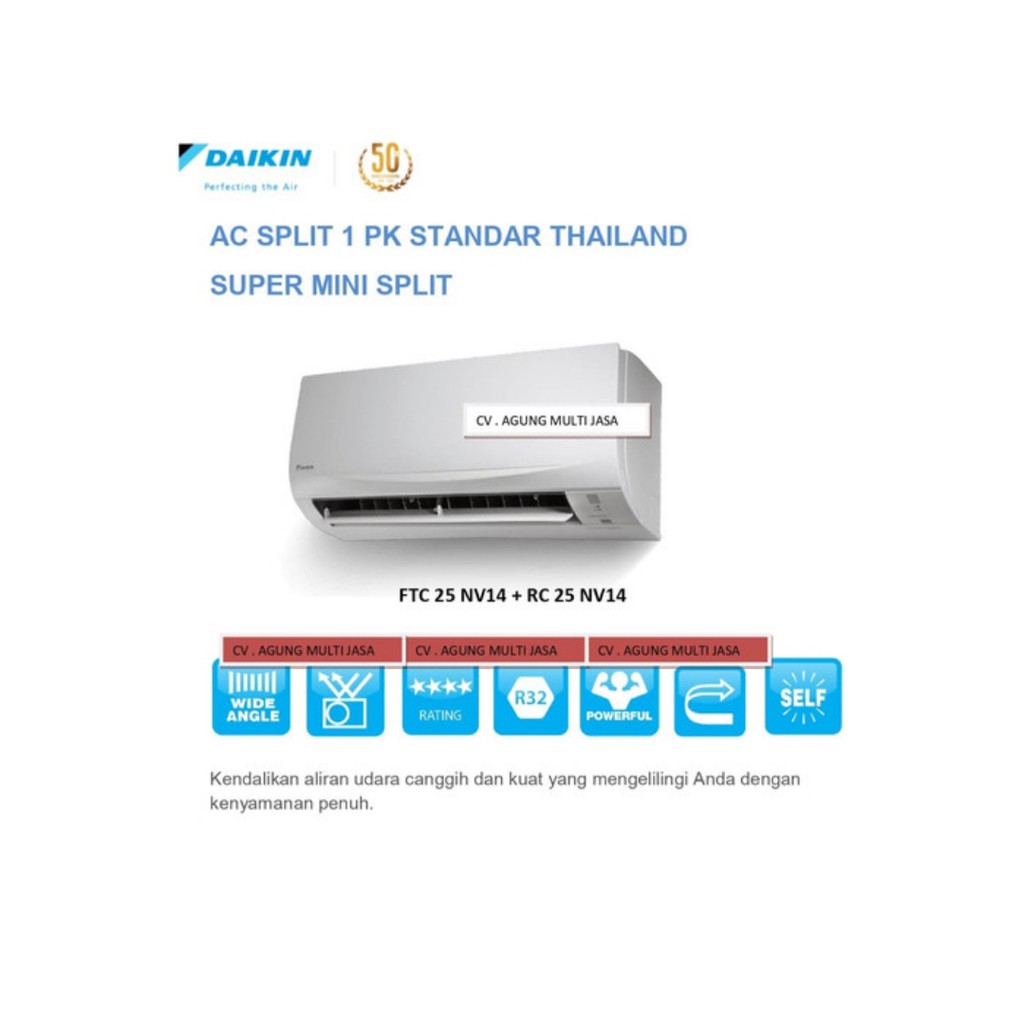 AC DAIKIN STANDAR THAILAND 1 PK FTC25NV14 + RC25NV14