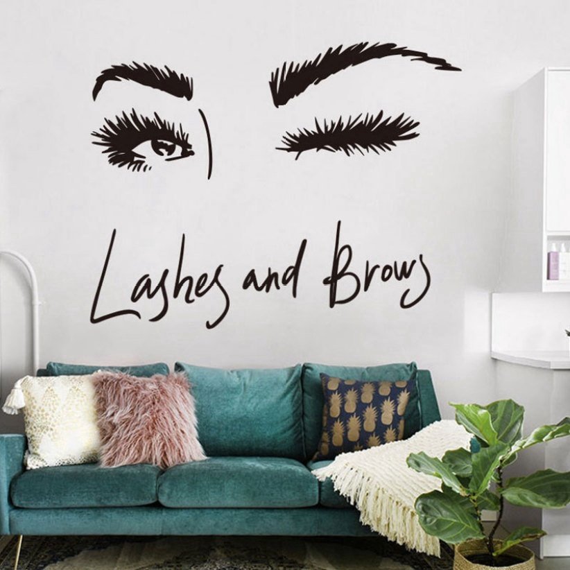 Long Eyelash Girl Wall Stickers for Living Room Sofa Bedroom and Wall Background Decoration Supplies