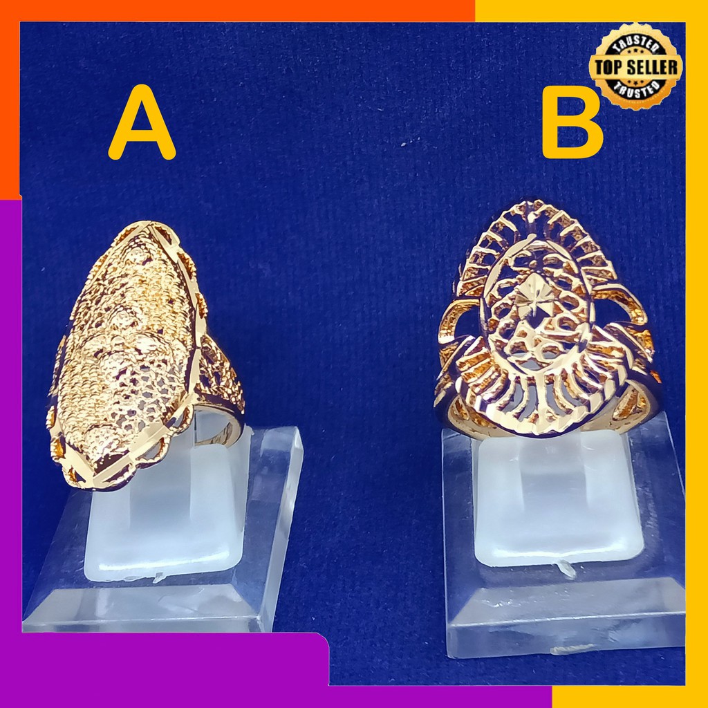 Cincin model kerawangan lapis emas 18k