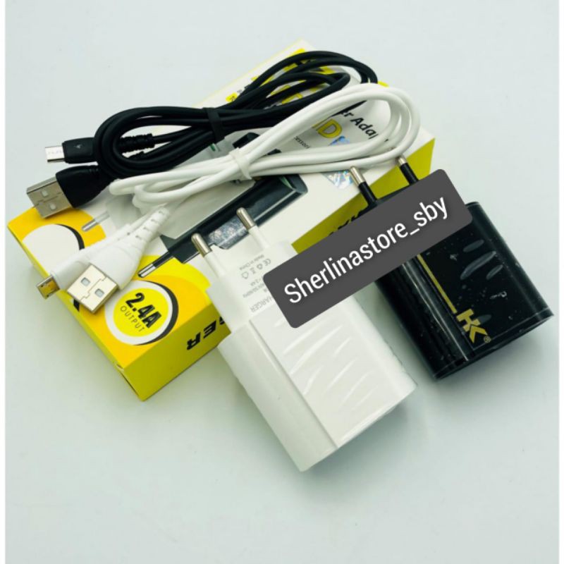 Charger HK AUTO ID HK-D8 Micro USB 2.4A Power Adapter DUAL USB by TC HK-D8