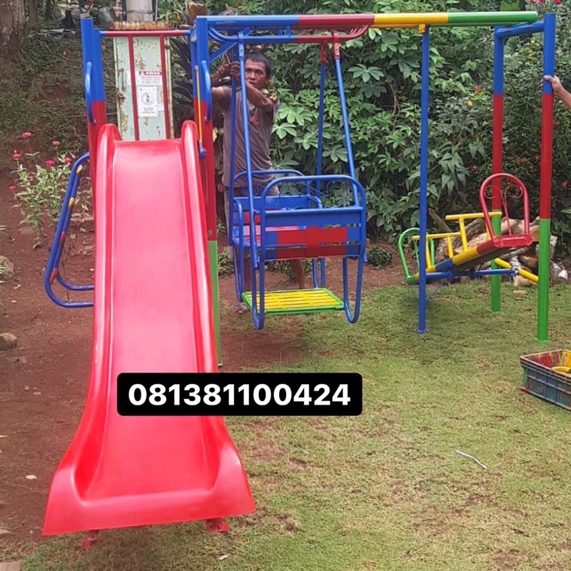 toys mainan anak outdoor mainan tiga set besi anti karat galvanis playground free ongkir jkt