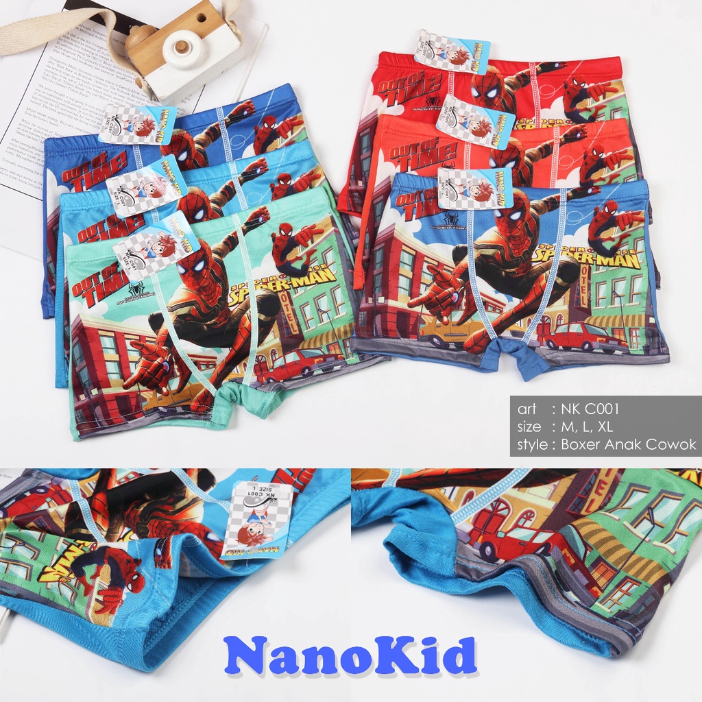 NANOKID | 3PCS | Celana Dalam Anak Segiempat / Boxer Anak Cowok Balita dan SD / art NK C001